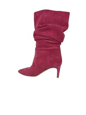 Paris Texas Pink Suede Slouchy Designer Italian Boots Pointed Toe Kitten Heel 40